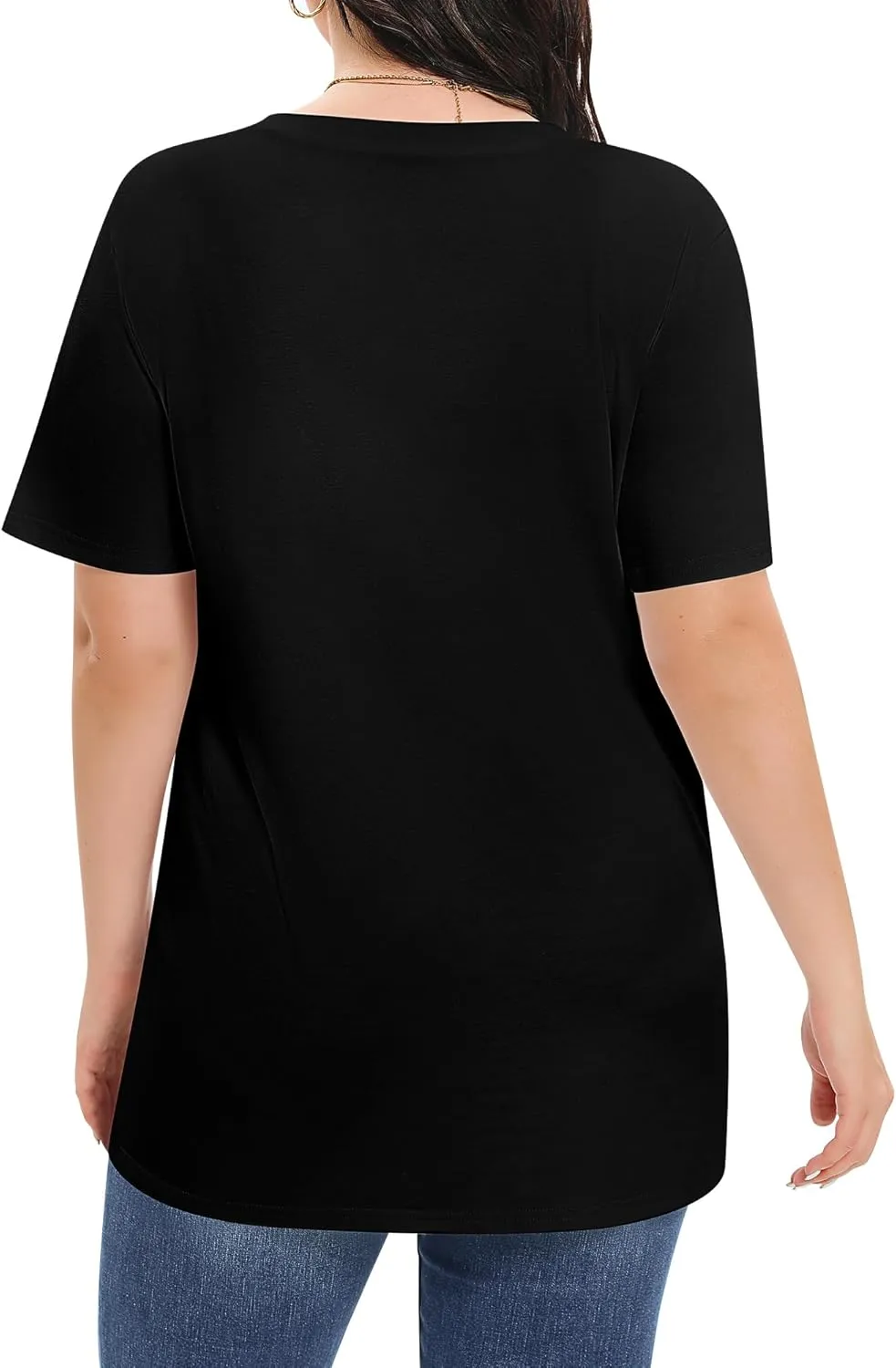 2 Pack Women's Plus Size T Shirts, V Neck Short Sleeve Tops, Loose Fit Casual Basic Tees, Ladies Oversized Shirts
