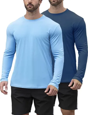 2/4 Pack Men's UPF 50  Rash Guard Quick-Dry Long Sleeves Shirts, Swim Fishing Shirts UV Sun Protection Shirts for Men