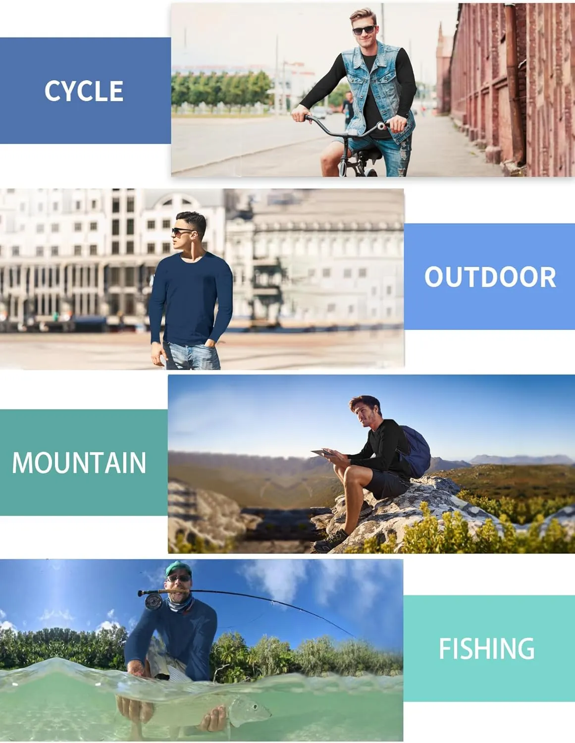2/4 Pack Men's UPF 50  Rash Guard Quick-Dry Long Sleeves Shirts, Swim Fishing Shirts UV Sun Protection Shirts for Men