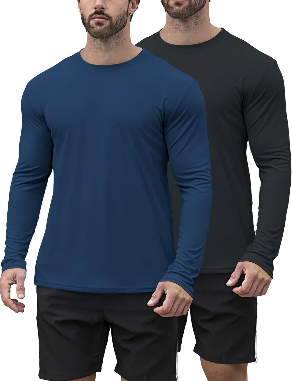 2/4 Pack Men's UPF 50  Rash Guard Quick-Dry Long Sleeves Shirts, Swim Fishing Shirts UV Sun Protection Shirts for Men