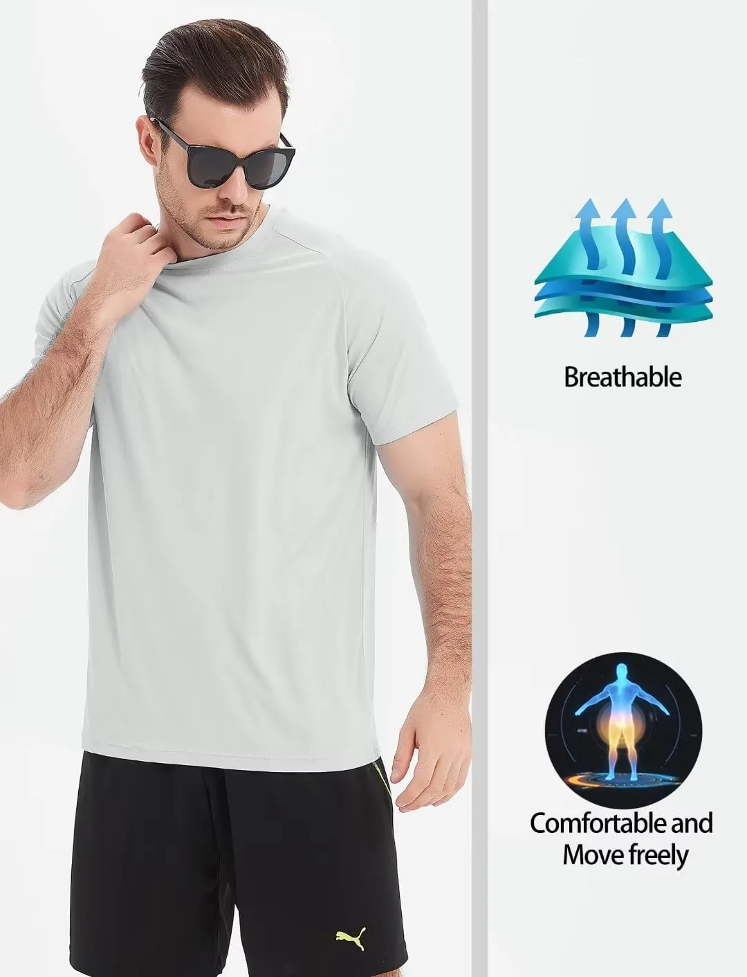 2/4 Pack Men's UPF 50  Rash Guard Quick-Dry Long Sleeves Shirts, Swim Fishing Shirts UV Sun Protection Shirts for Men