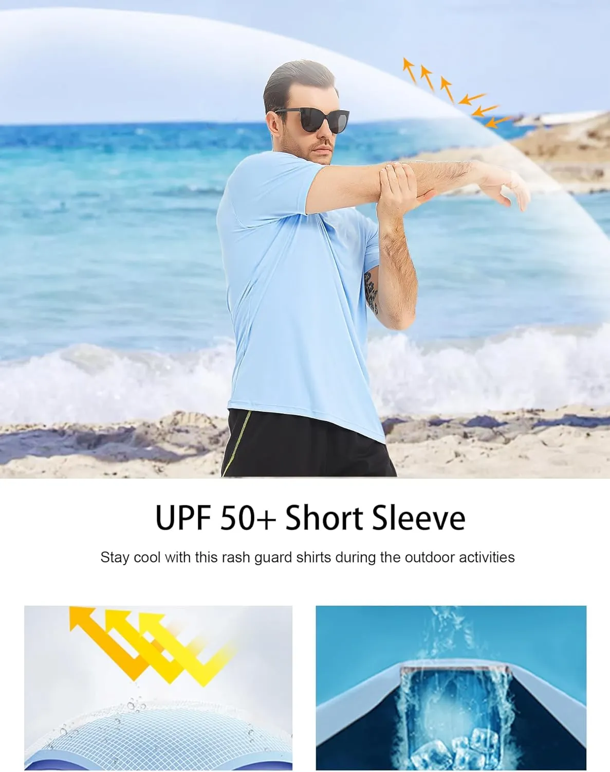 2/4 Pack Men's UPF 50  Rash Guard Quick-Dry Long Sleeves Shirts, Swim Fishing Shirts UV Sun Protection Shirts for Men