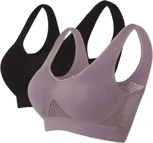 2Pcs Breathable Cool Liftup Air Bra for Women, 2024 Padded Full Support Sports Bra, Comfortable Bras No Underwire