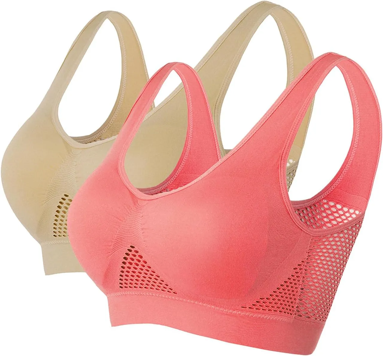 2Pcs Breathable Cool Liftup Air Bra for Women, 2024 Padded Full Support Sports Bra, Comfortable Bras No Underwire