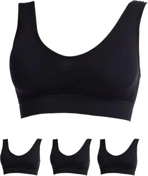 3PC Women Vest Yoga Sports Bras Comfortable Wireless Underwear Women's Breathable Solid Everyday Fitness Bra