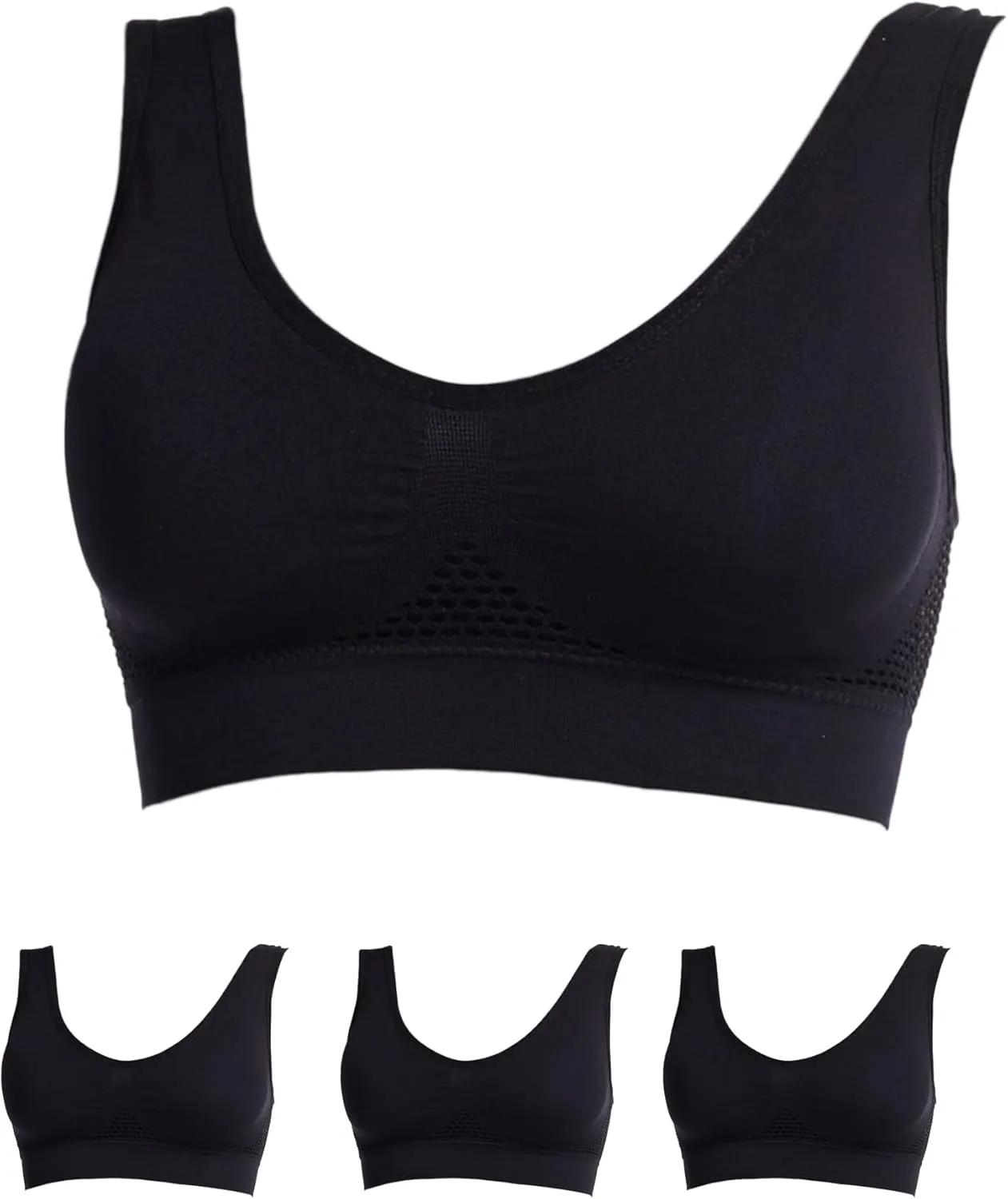 3PC Women Vest Yoga Sports Bras Comfortable Wireless Underwear Women's Breathable Solid Everyday Fitness Bra
