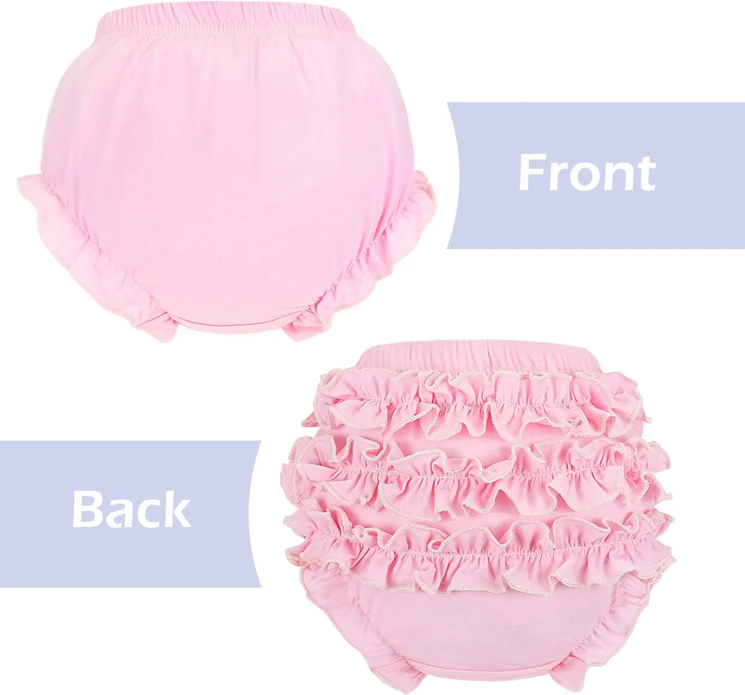 5 Pack Ruffle Diaper Cover - Baby Bloomers, Cute Cotton Baby Girl Shorts,Briefs- Panties for Toddler Girls