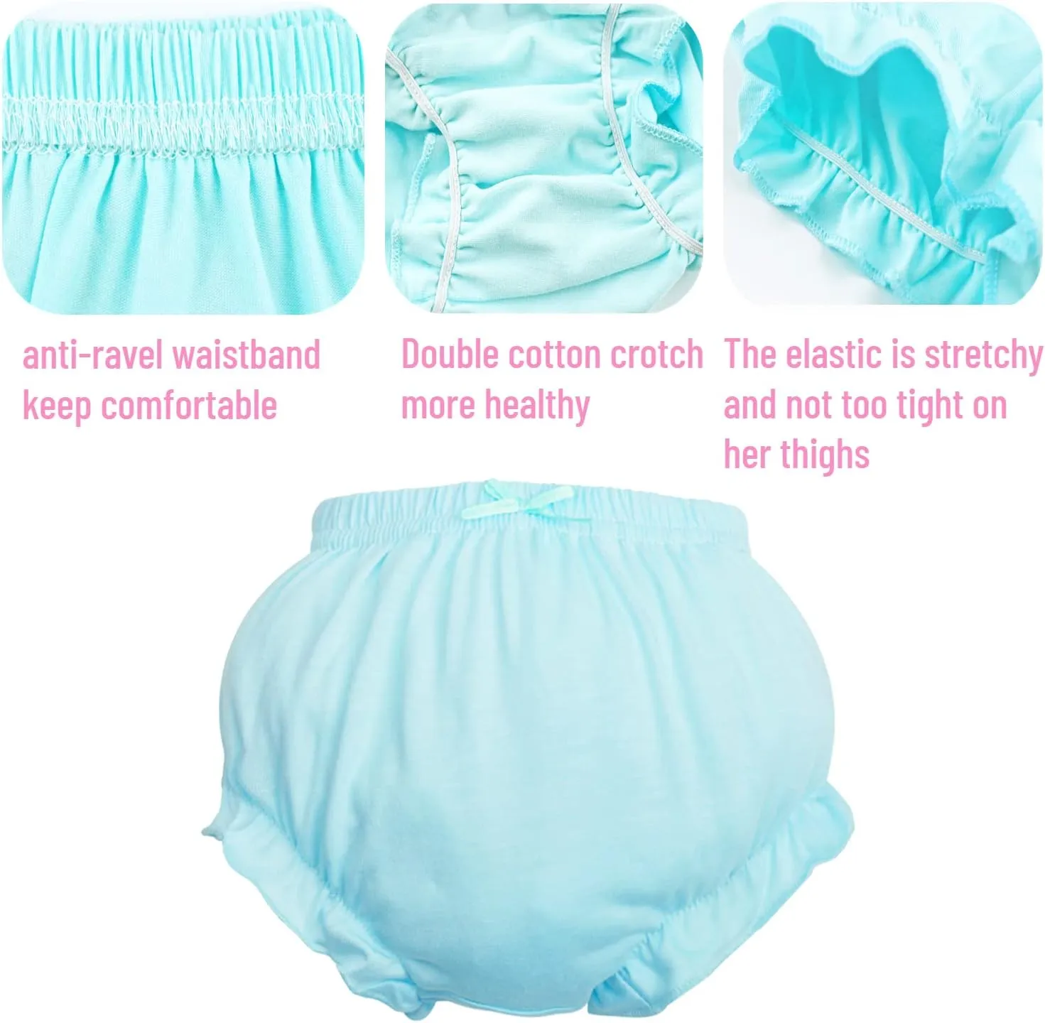 7Pack Diaper Cover - Baby Bloomers,Cotton Underwear,Panties for Toddler Girls