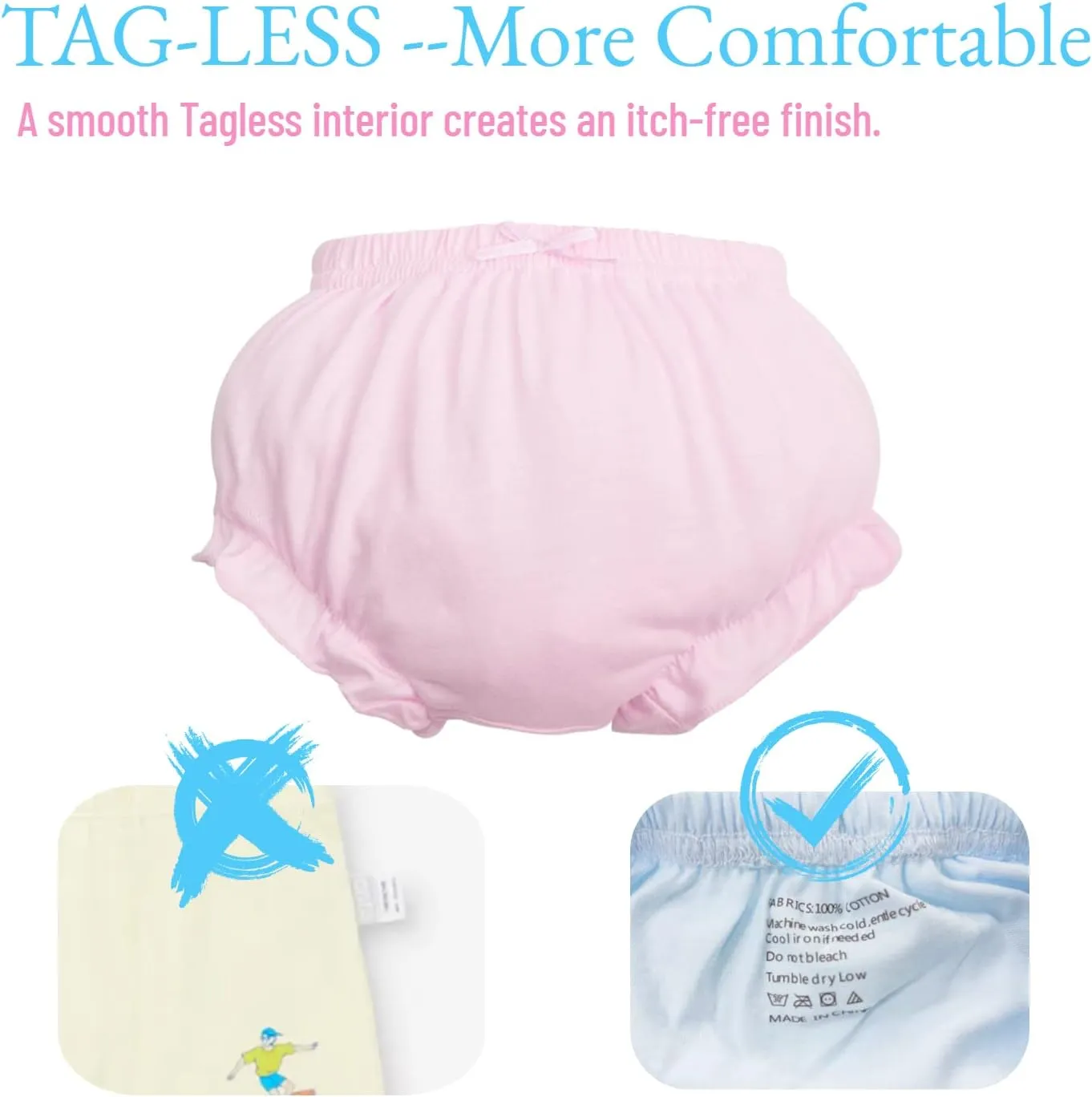 7Pack Diaper Cover - Baby Bloomers,Cotton Underwear,Panties for Toddler Girls