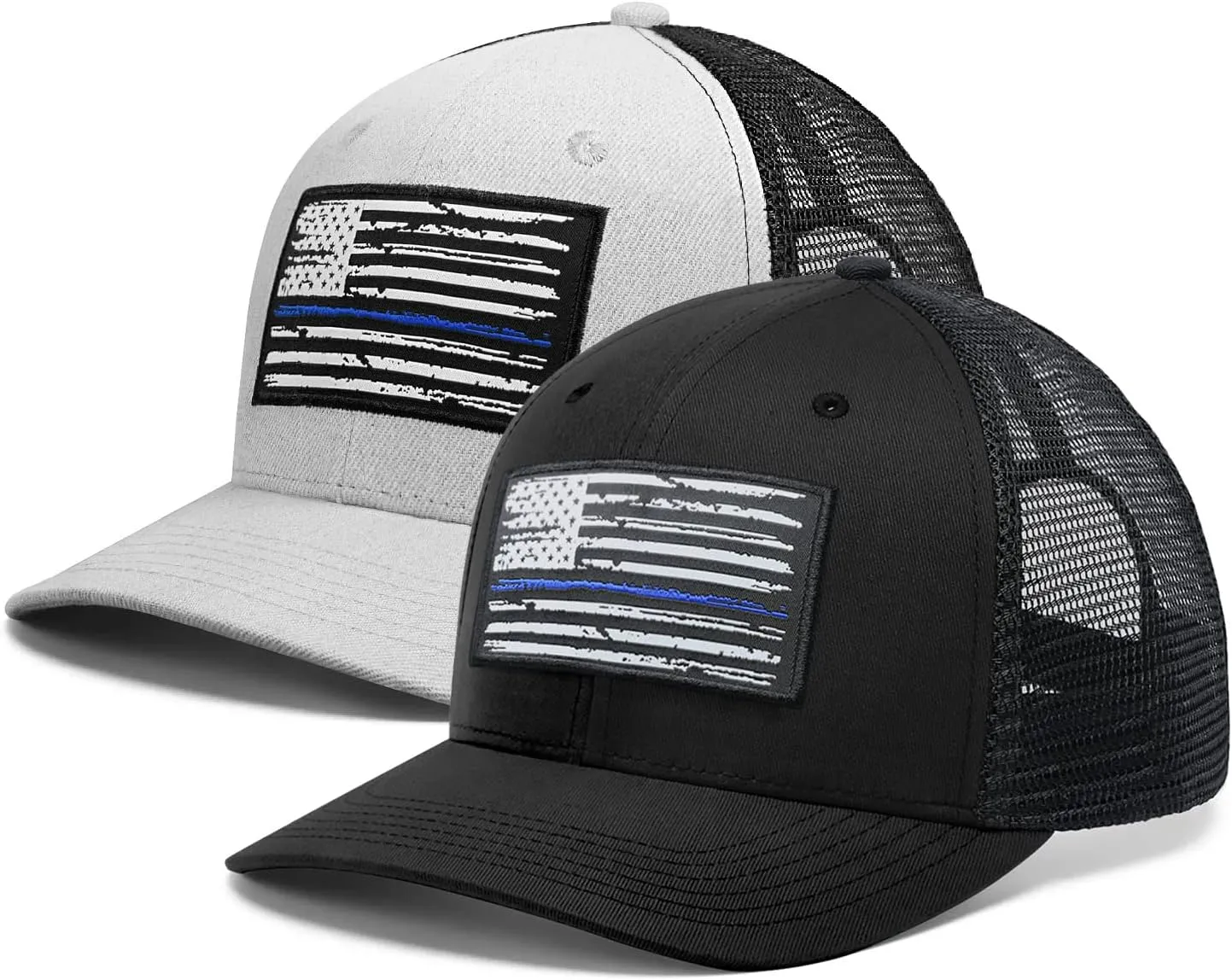 American Flag Hat, Baseball Cap for Men Women, Adjustable Snapback Hats USA Flag Trucker Hat Black