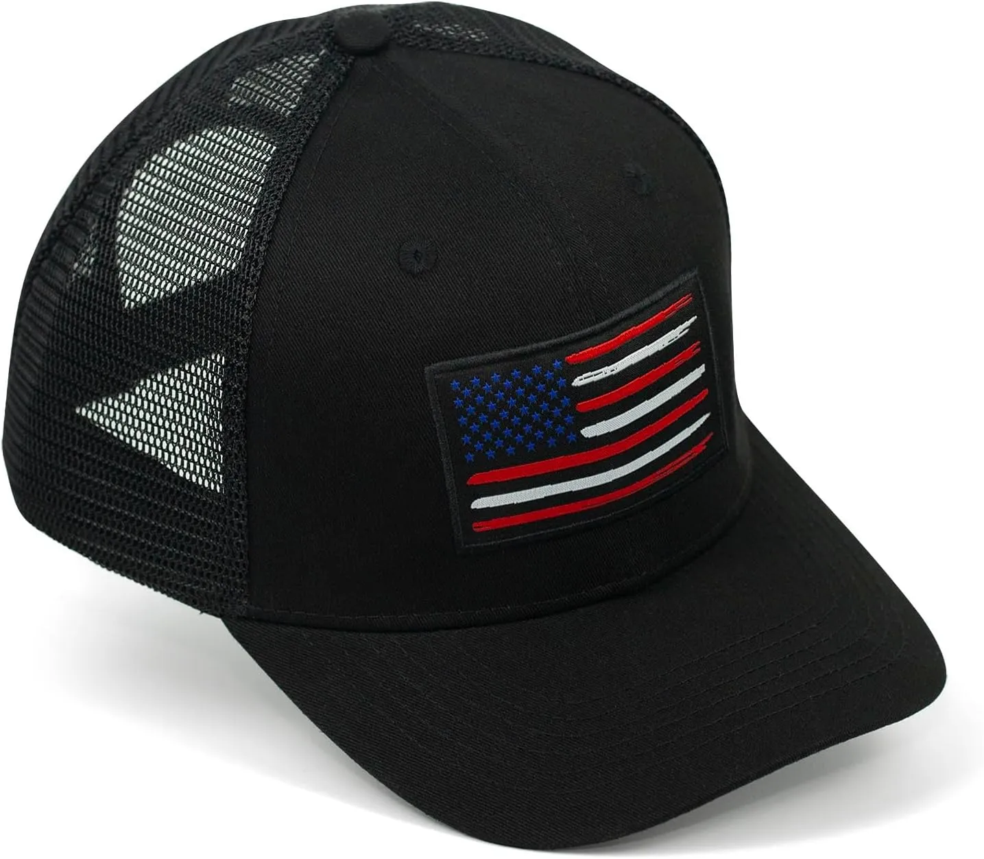 American Flag Hat, Baseball Cap for Men Women, Adjustable Snapback Hats USA Flag Trucker Hat Black