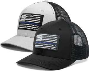 American Flag Hat, Baseball Cap for Men Women, Adjustable Snapback Hats USA Flag Trucker Hat Black