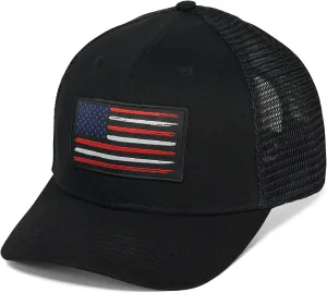 American Flag Hat, Baseball Cap for Men Women, Adjustable Snapback Hats USA Flag Trucker Hat Black