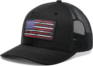 American Flag Hat, Baseball Cap for Men Women, Adjustable Snapback Hats USA Flag Trucker Hat Black