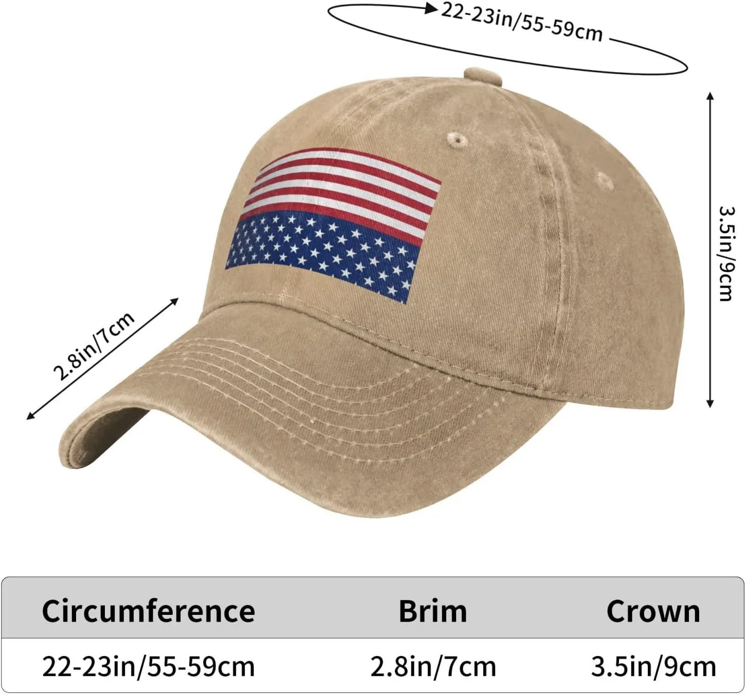 American Flag Stars Stripes Unisex Baseball Cap Breathable Cotton Trucker Hat Classic Denim Dad Hat Summer Sun Hat