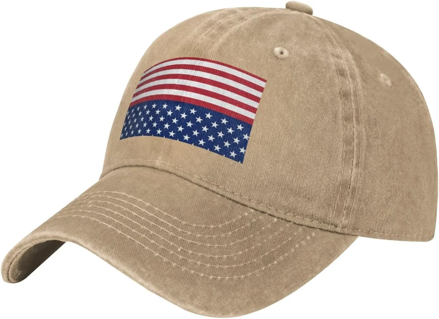 American Flag Stars Stripes Unisex Baseball Cap Breathable Cotton Trucker Hat Classic Denim Dad Hat Summer Sun Hat