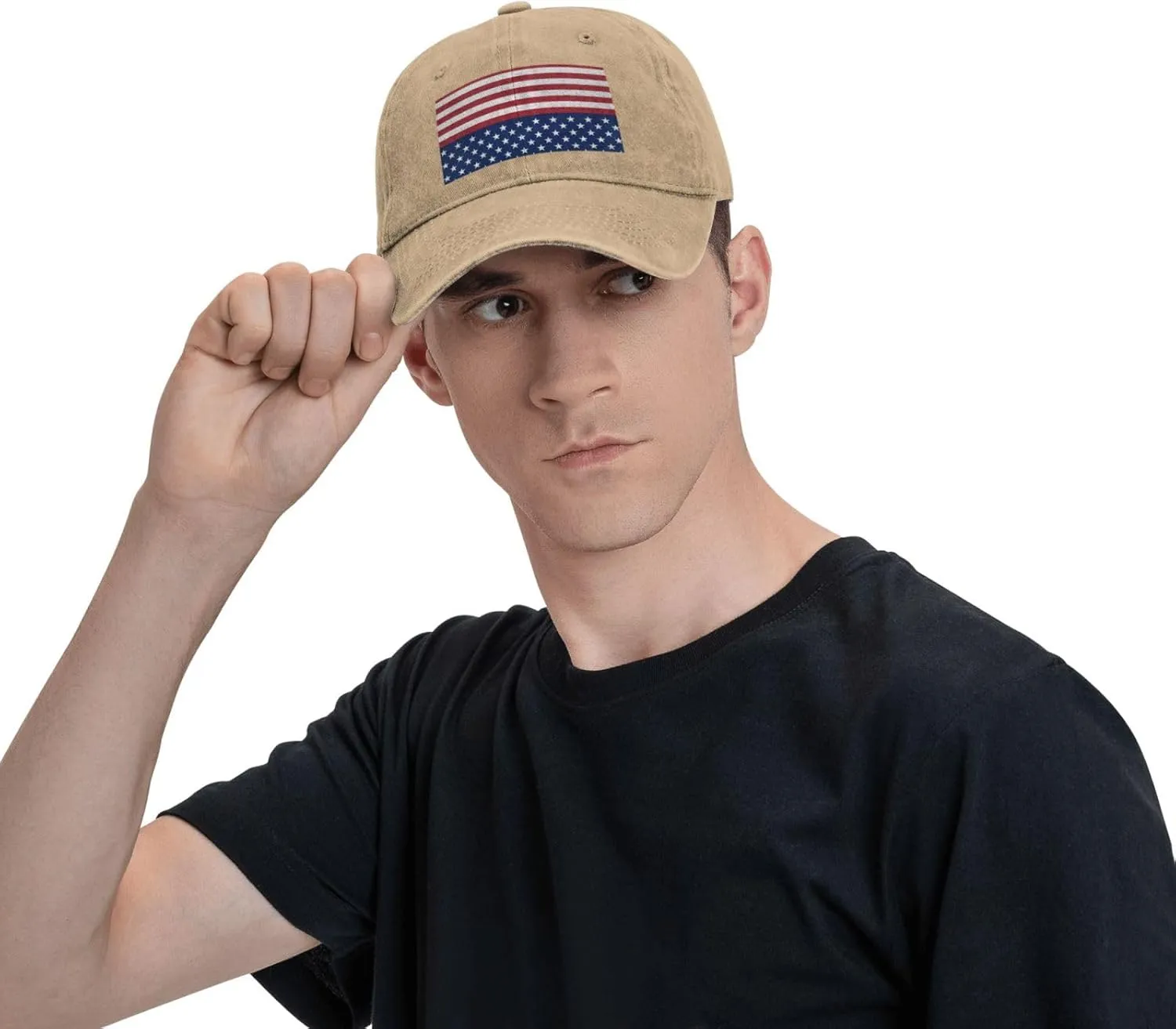 American Flag Stars Stripes Unisex Baseball Cap Breathable Cotton Trucker Hat Classic Denim Dad Hat Summer Sun Hat