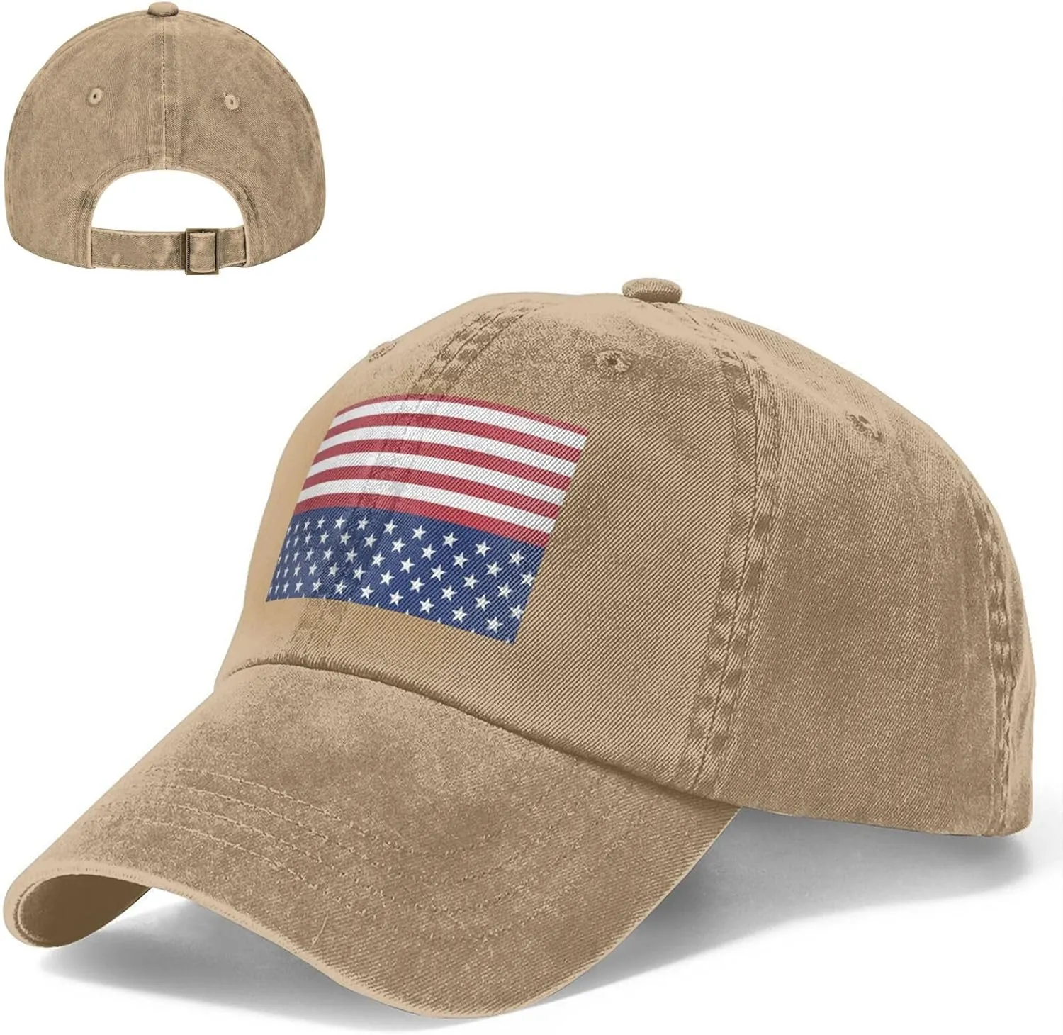 American Flag Stars Stripes Unisex Baseball Cap Breathable Cotton Trucker Hat Classic Denim Dad Hat Summer Sun Hat