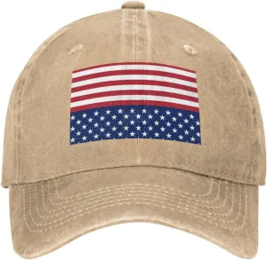 American Flag Stars Stripes Unisex Baseball Cap Breathable Cotton Trucker Hat Classic Denim Dad Hat Summer Sun Hat