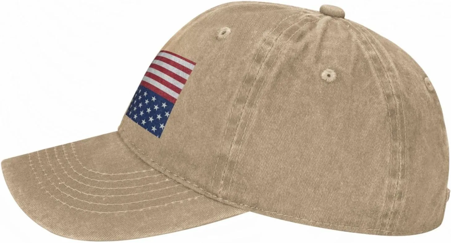American Flag Stars Stripes Unisex Baseball Cap Breathable Cotton Trucker Hat Classic Denim Dad Hat Summer Sun Hat