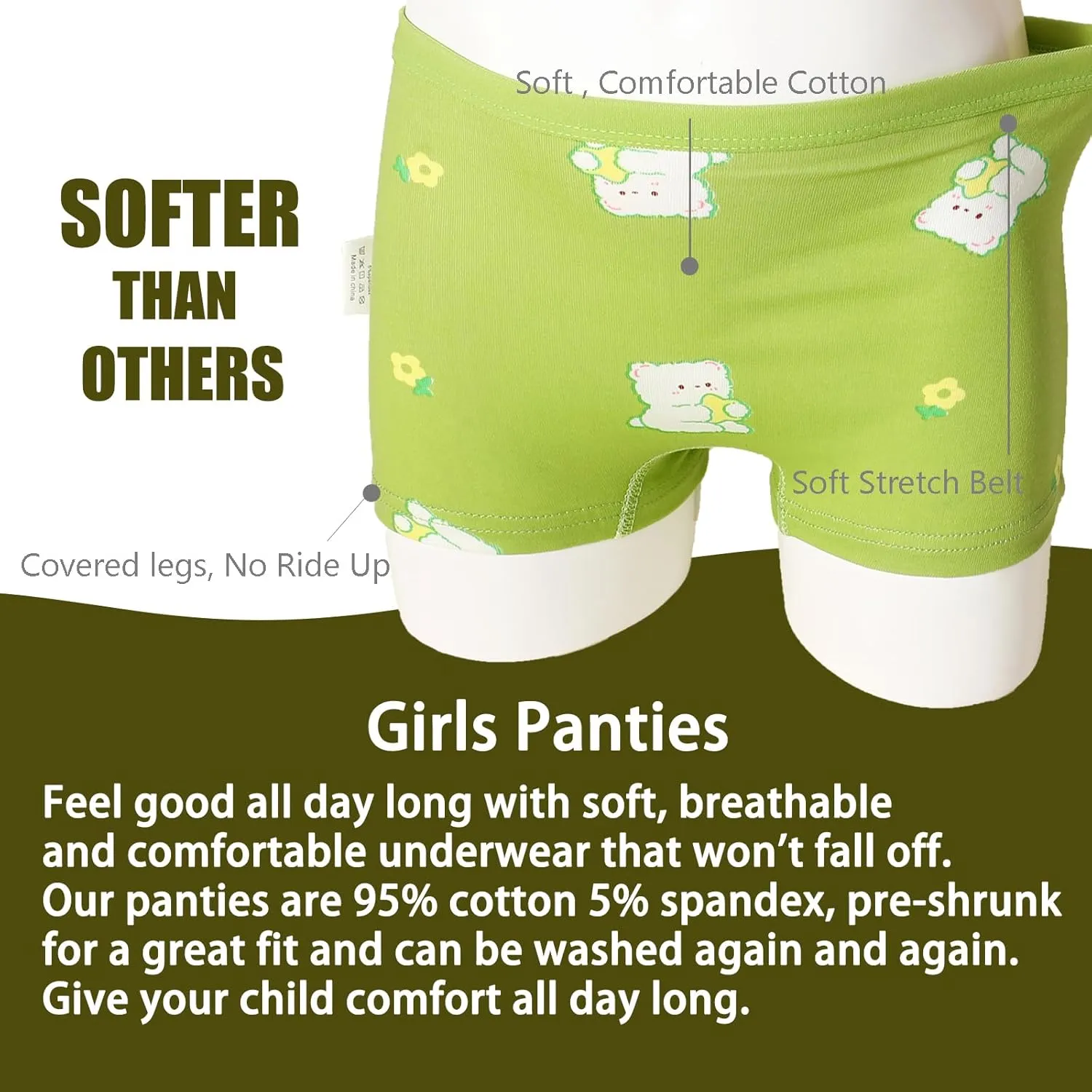 Anktry Kids 12 Pack Soft Comfort Cotton Knickers Underwear Little Girls Assorted Boyshort Panties 2-12 Yrs