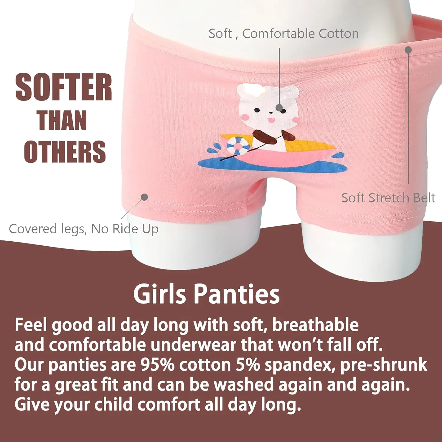 Anktry Kids 12 Pack Soft Comfort Cotton Knickers Underwear Little Girls Assorted Boyshort Panties 2-12 Yrs