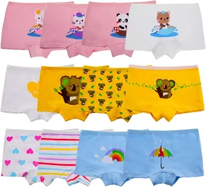 Anktry Kids 12 Pack Soft Comfort Cotton Knickers Underwear Little Girls Assorted Boyshort Panties 2-12 Yrs