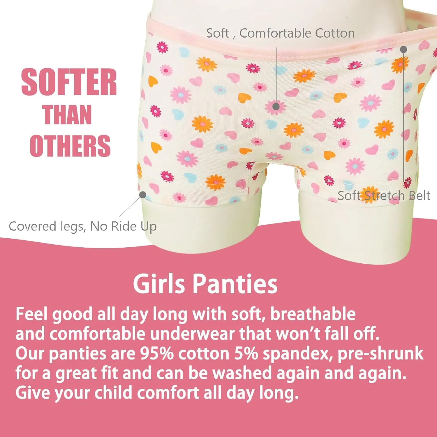 Anktry Kids 12 Pack Soft Comfort Cotton Knickers Underwear Little Girls Assorted Boyshort Panties 2-12 Yrs