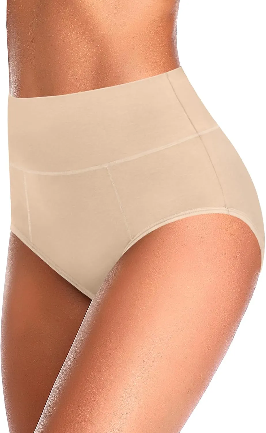 ASIMOON Tummy Control High Waisted Underwear for Women Cotton Plus Size Full Coverage Panties Ladies Briefs