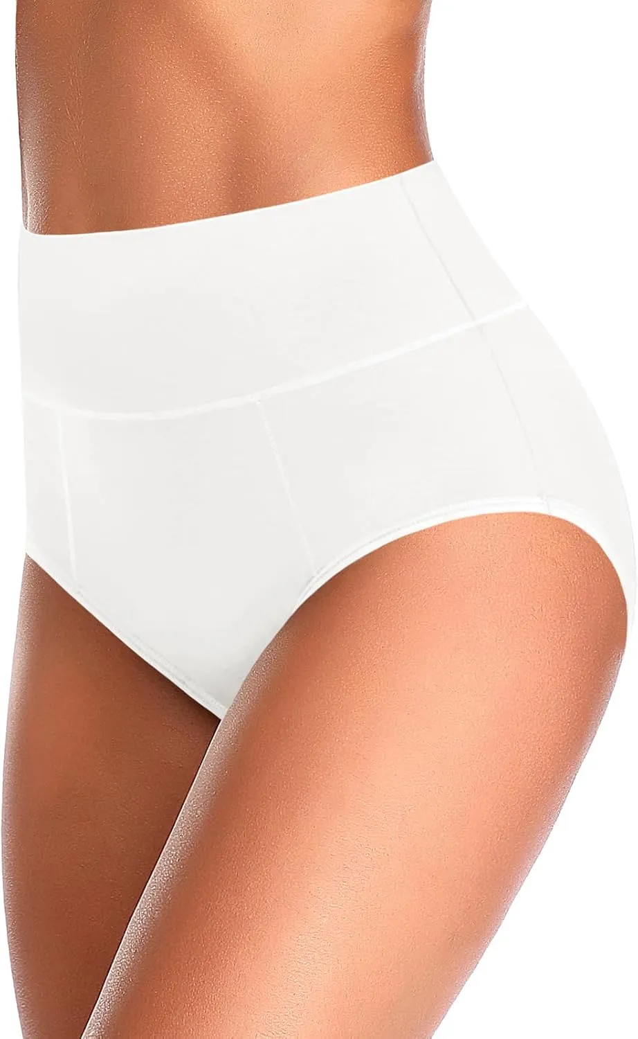 ASIMOON Tummy Control High Waisted Underwear for Women Cotton Plus Size Full Coverage Panties Ladies Briefs