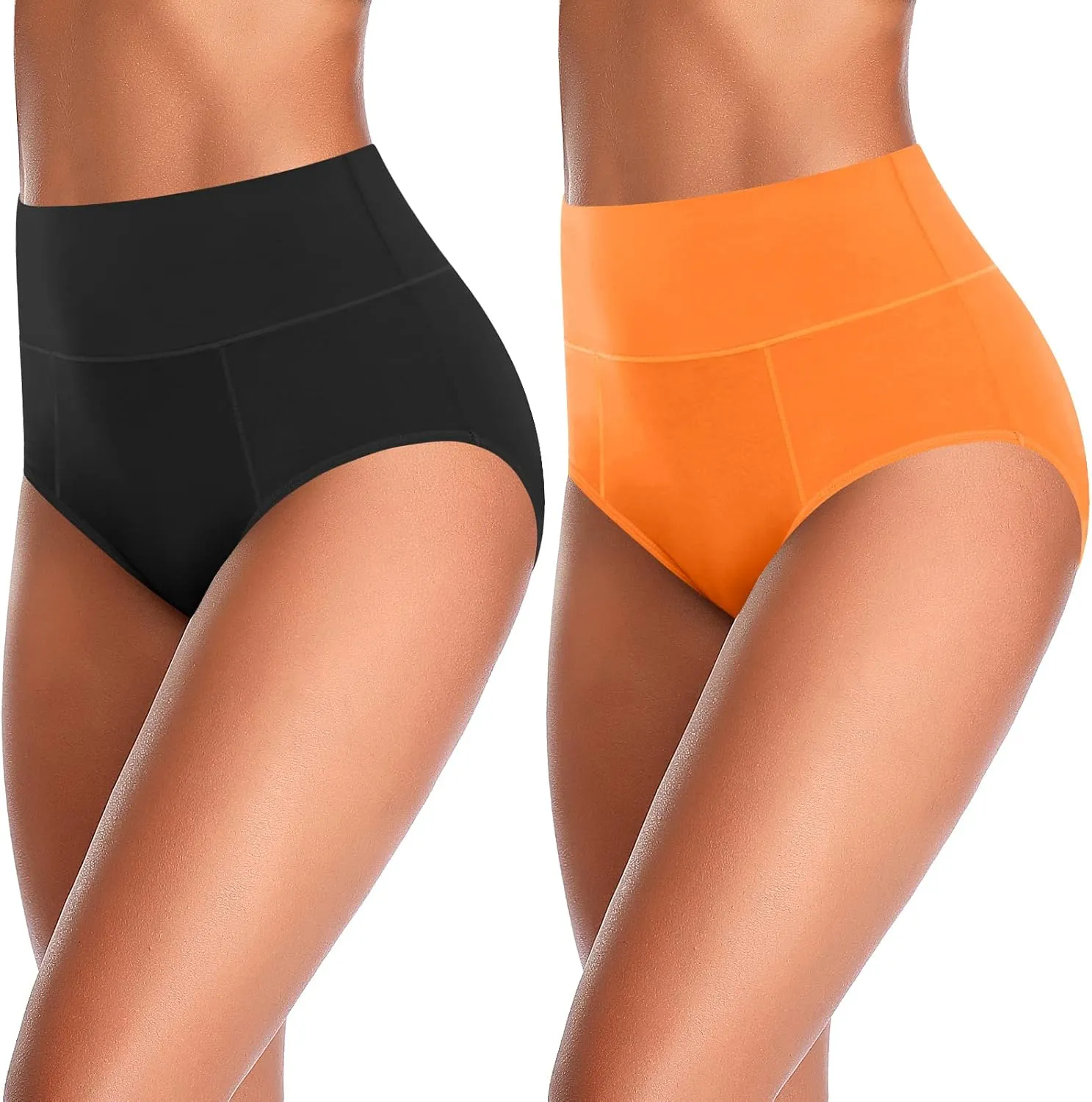 ASIMOON Tummy Control High Waisted Underwear for Women Cotton Plus Size Full Coverage Panties Ladies Briefs