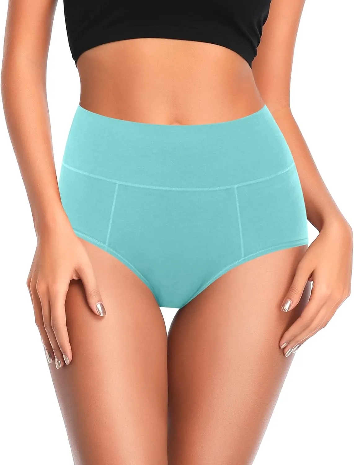 ASIMOON Tummy Control High Waisted Underwear for Women Cotton Plus Size Full Coverage Panties Ladies Briefs