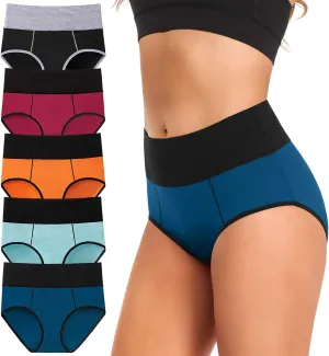 ASIMOON Tummy Control High Waisted Underwear for Women Cotton Plus Size Full Coverage Panties Ladies Briefs