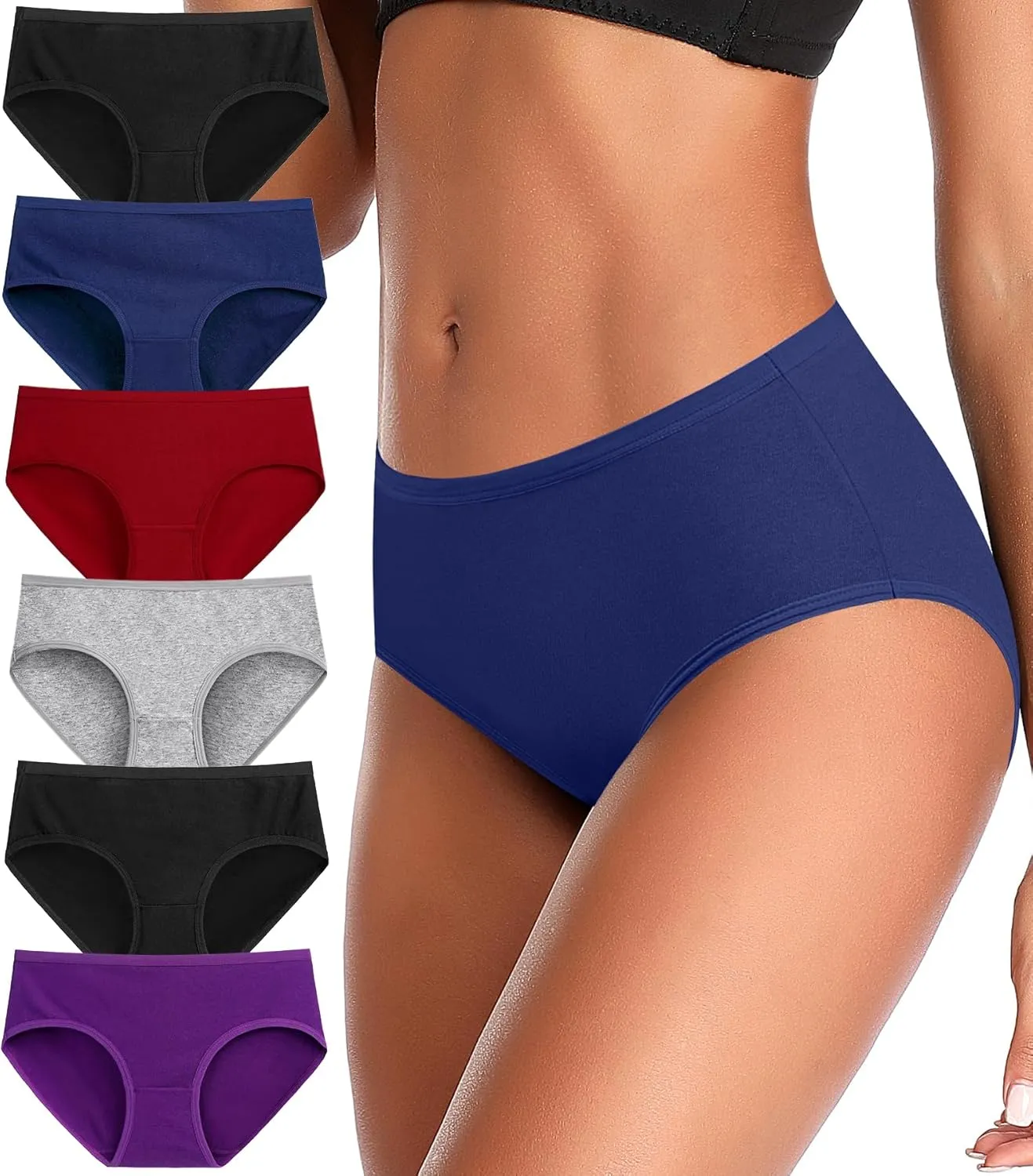 ASIMOON Tummy Control High Waisted Underwear for Women Cotton Plus Size Full Coverage Panties Ladies Briefs