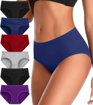ASIMOON Tummy Control High Waisted Underwear for Women Cotton Plus Size Full Coverage Panties Ladies Briefs