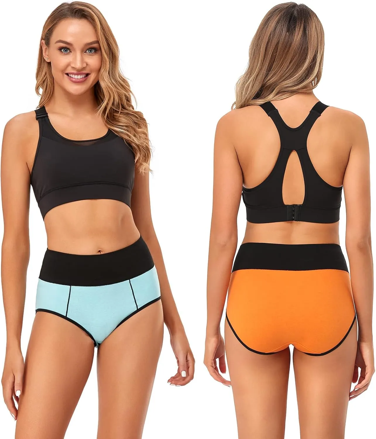 ASIMOON Tummy Control High Waisted Underwear for Women Cotton Plus Size Full Coverage Panties Ladies Briefs