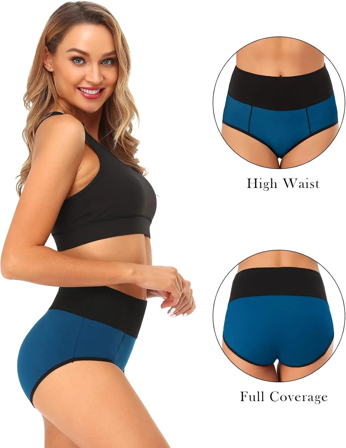 ASIMOON Tummy Control High Waisted Underwear for Women Cotton Plus Size Full Coverage Panties Ladies Briefs