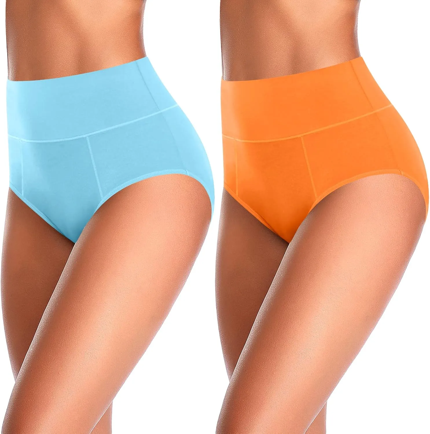 ASIMOON Tummy Control High Waisted Underwear for Women Cotton Plus Size Full Coverage Panties Ladies Briefs