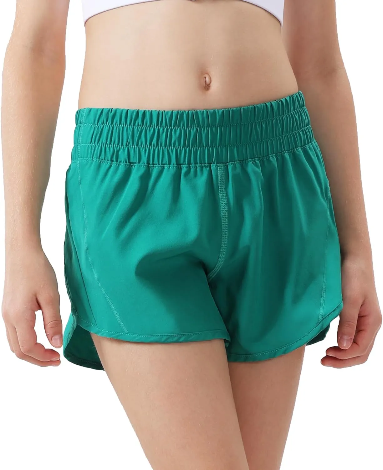 Aurefin Girls Athletic Shorts, Quick Dry Running Shorts for Kids Teen Girls Active Sports Track Shorts with Zip Pocket Liner