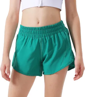 Aurefin Girls Athletic Shorts, Quick Dry Running Shorts for Kids Teen Girls Active Sports Track Shorts with Zip Pocket Liner