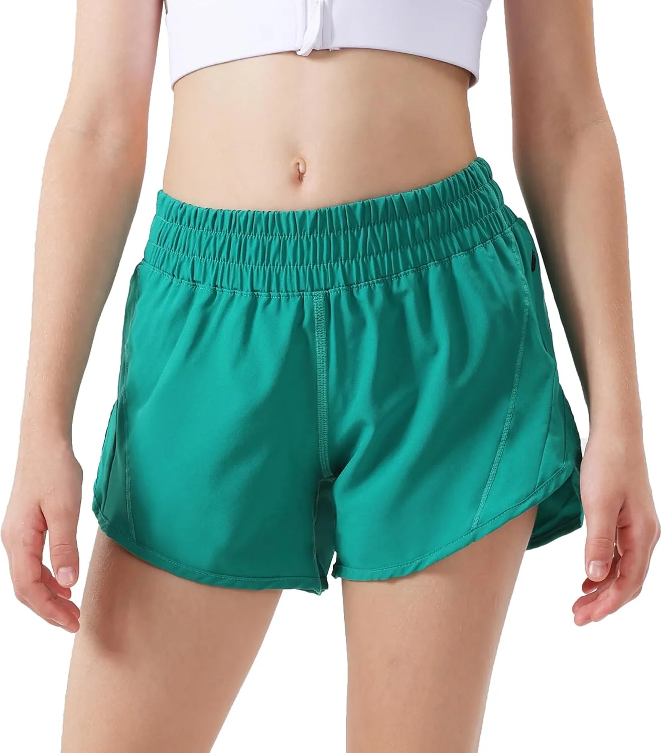 Aurefin Girls Athletic Shorts, Quick Dry Running Shorts for Kids Teen Girls Active Sports Track Shorts with Zip Pocket Liner