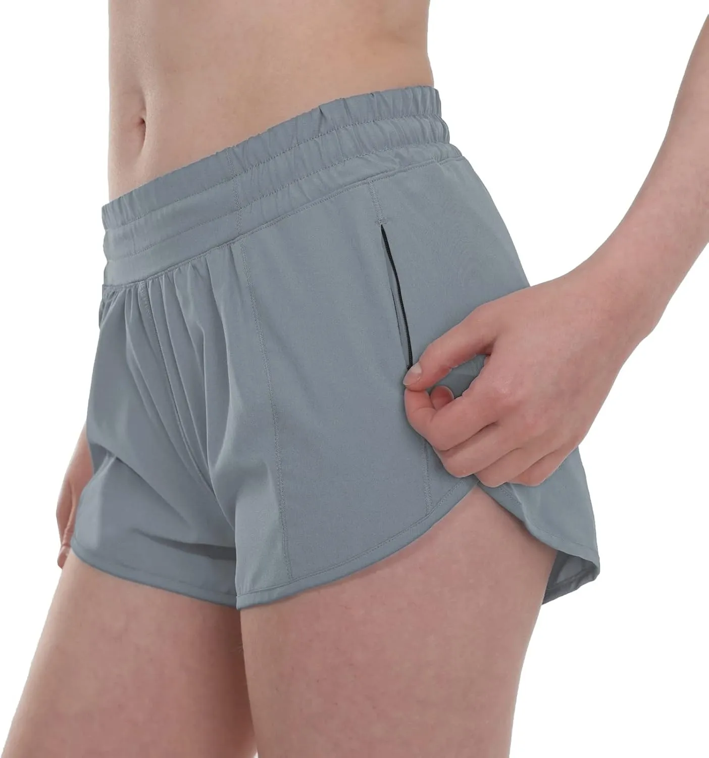 Aurefin Running Shorts for Women，Lightweight Athletic Shorts with Mesh Liner and Zip Pocket Quick Dry Workout Sports Shorts