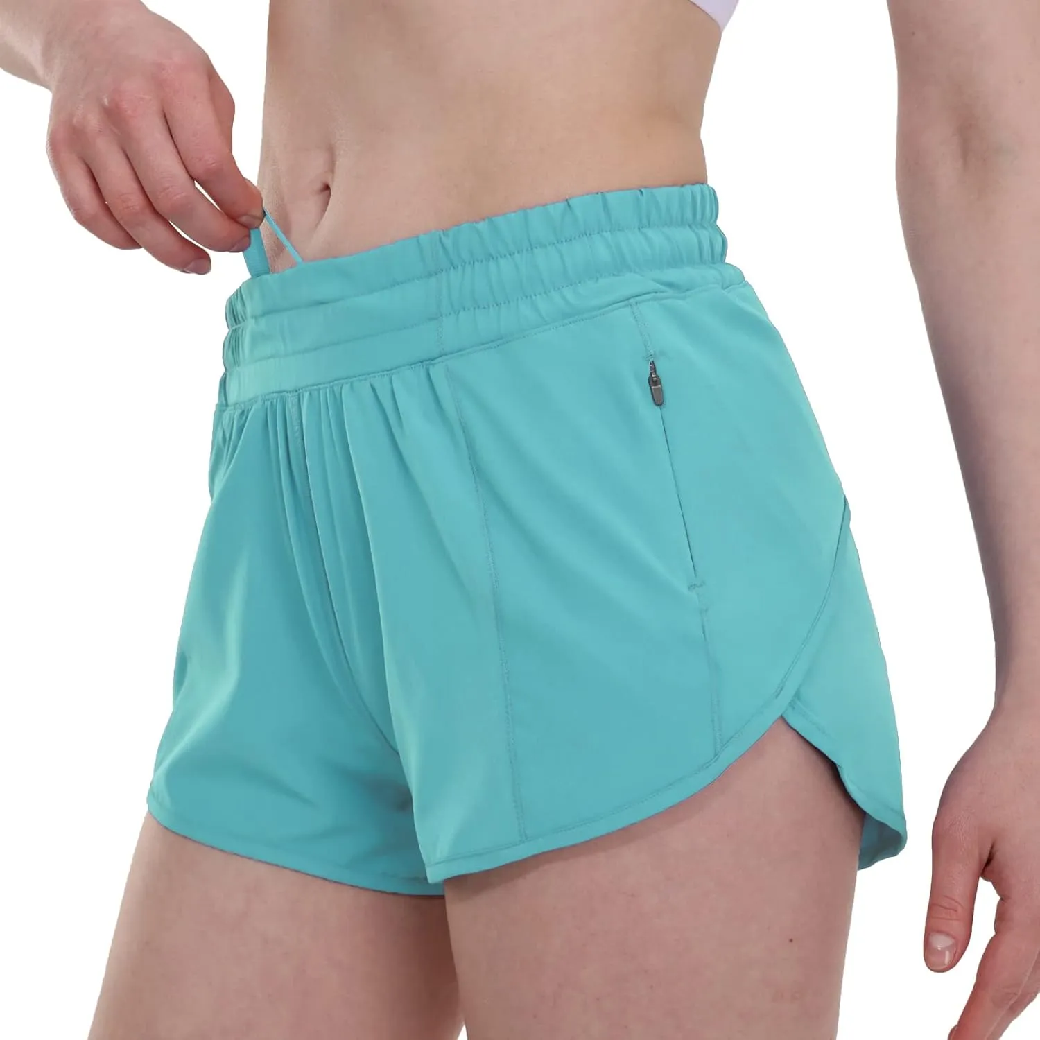 Aurefin Running Shorts for Women，Lightweight Athletic Shorts with Mesh Liner and Zip Pocket Quick Dry Workout Sports Shorts
