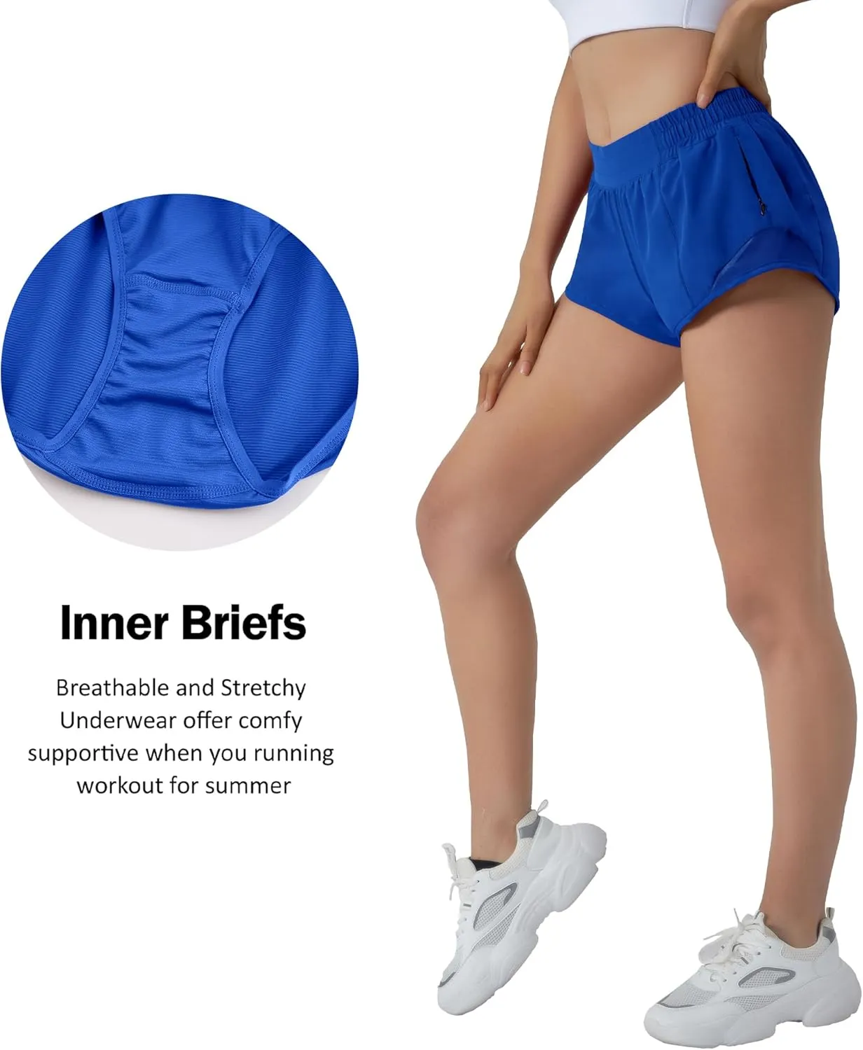 Aurefin Running Shorts for Women,Quick Dry Athletic Sports Shorts Lightweight Active Workout Gym Shorts with Zip Pocket