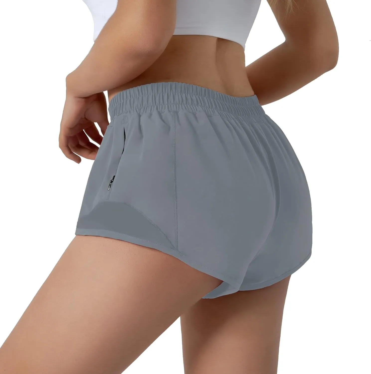 Aurefin Running Shorts for Women,Quick Dry Athletic Sports Shorts Lightweight Active Workout Gym Shorts with Zip Pocket
