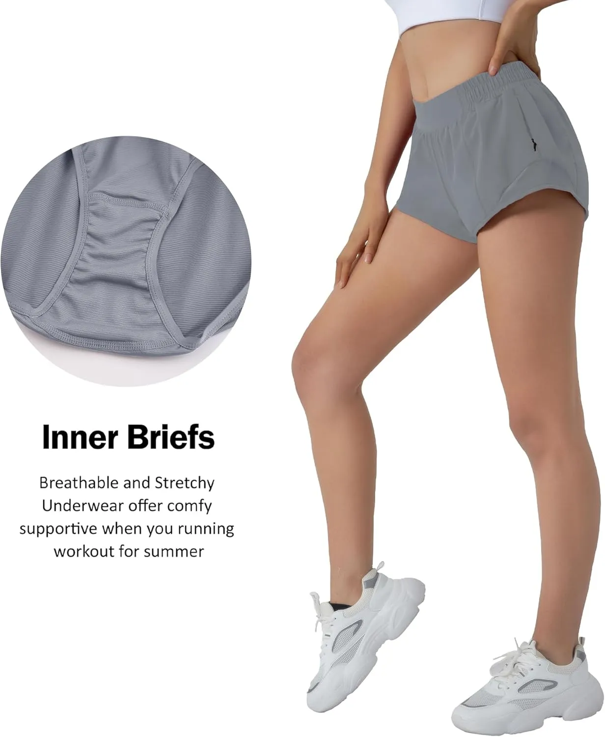 Aurefin Running Shorts for Women,Quick Dry Athletic Sports Shorts Lightweight Active Workout Gym Shorts with Zip Pocket