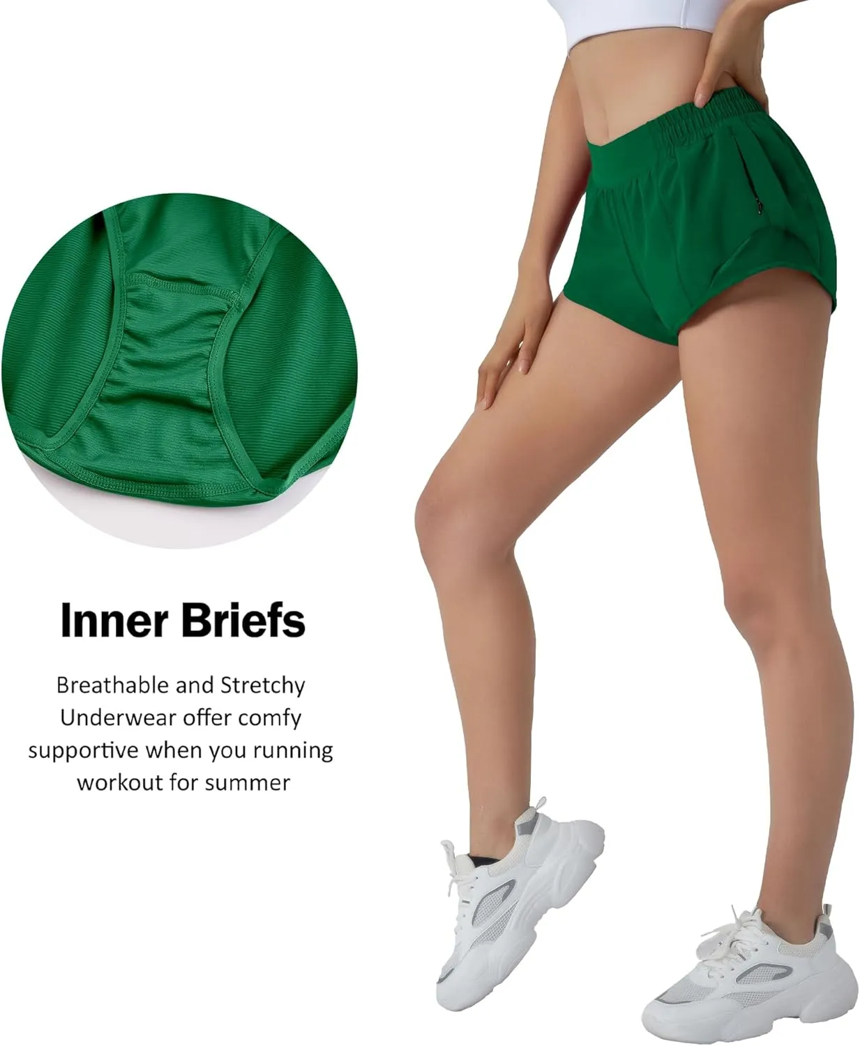 Aurefin Running Shorts for Women,Quick Dry Athletic Sports Shorts Lightweight Active Workout Gym Shorts with Zip Pocket