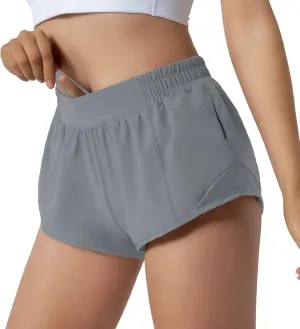 Aurefin Running Shorts for Women,Quick Dry Athletic Sports Shorts Lightweight Active Workout Gym Shorts with Zip Pocket