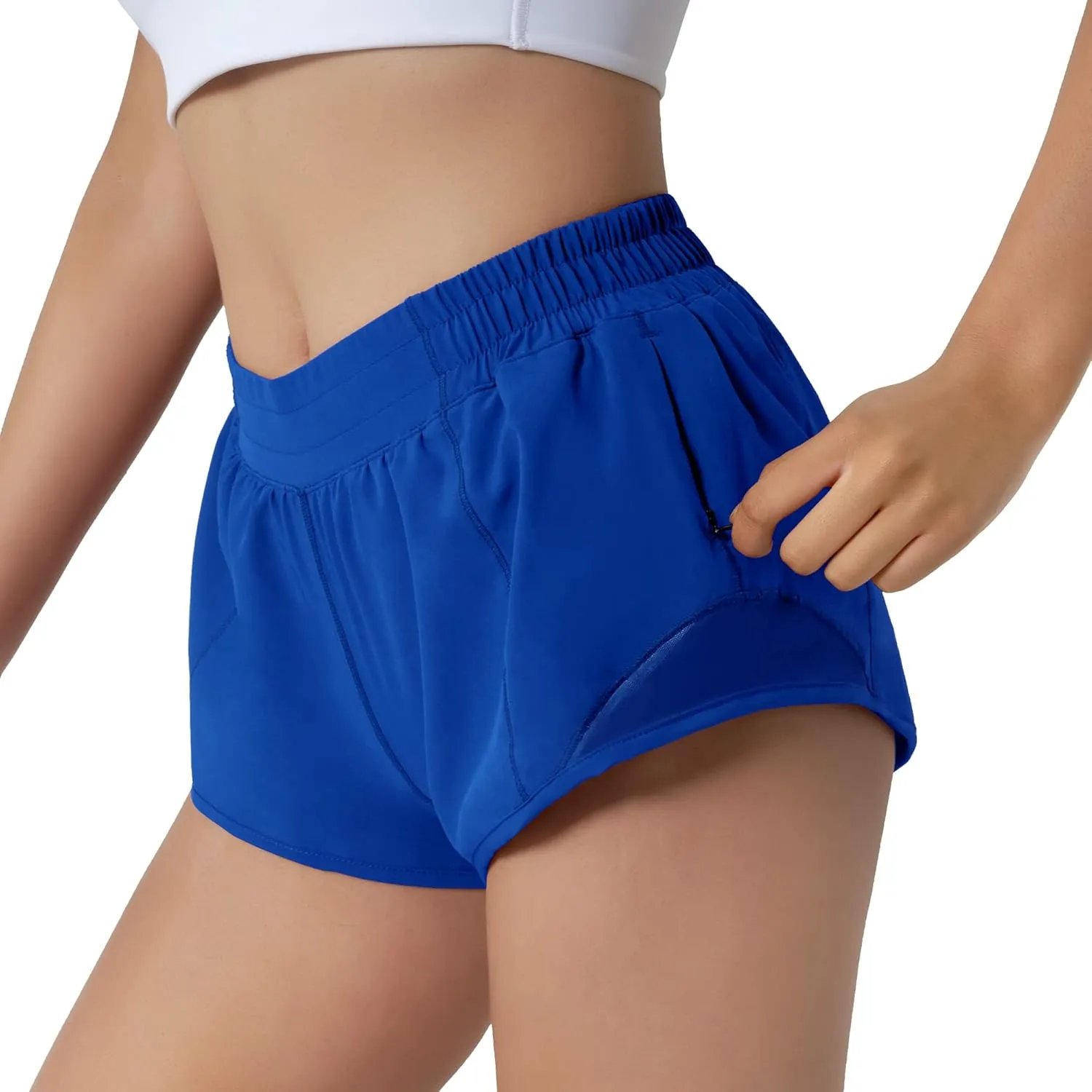 Aurefin Running Shorts for Women,Quick Dry Athletic Sports Shorts Lightweight Active Workout Gym Shorts with Zip Pocket