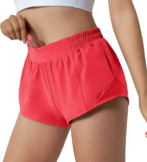 Aurefin Running Shorts for Women,Quick Dry Athletic Sports Shorts Lightweight Active Workout Gym Shorts with Zip Pocket
